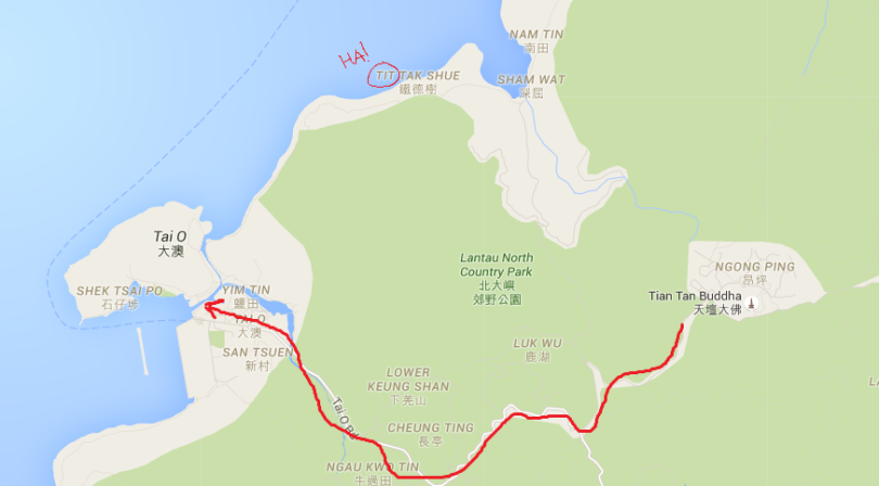 Bus route from Ngong Ping to Tai O